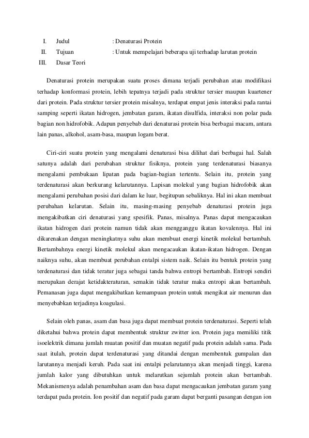 Laporan Praktikum Denaturasi Protein Biokimia