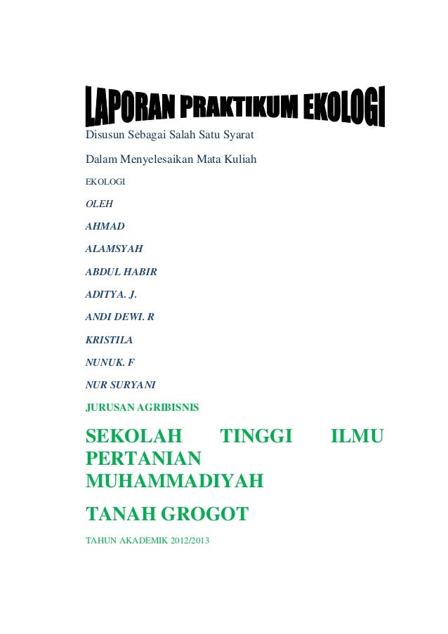 Contoh Laporan Praktikum Ekologi