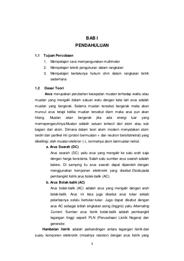 Laporan Praktikum Fisika Dasar Multimeter Dan Hukum Ohm