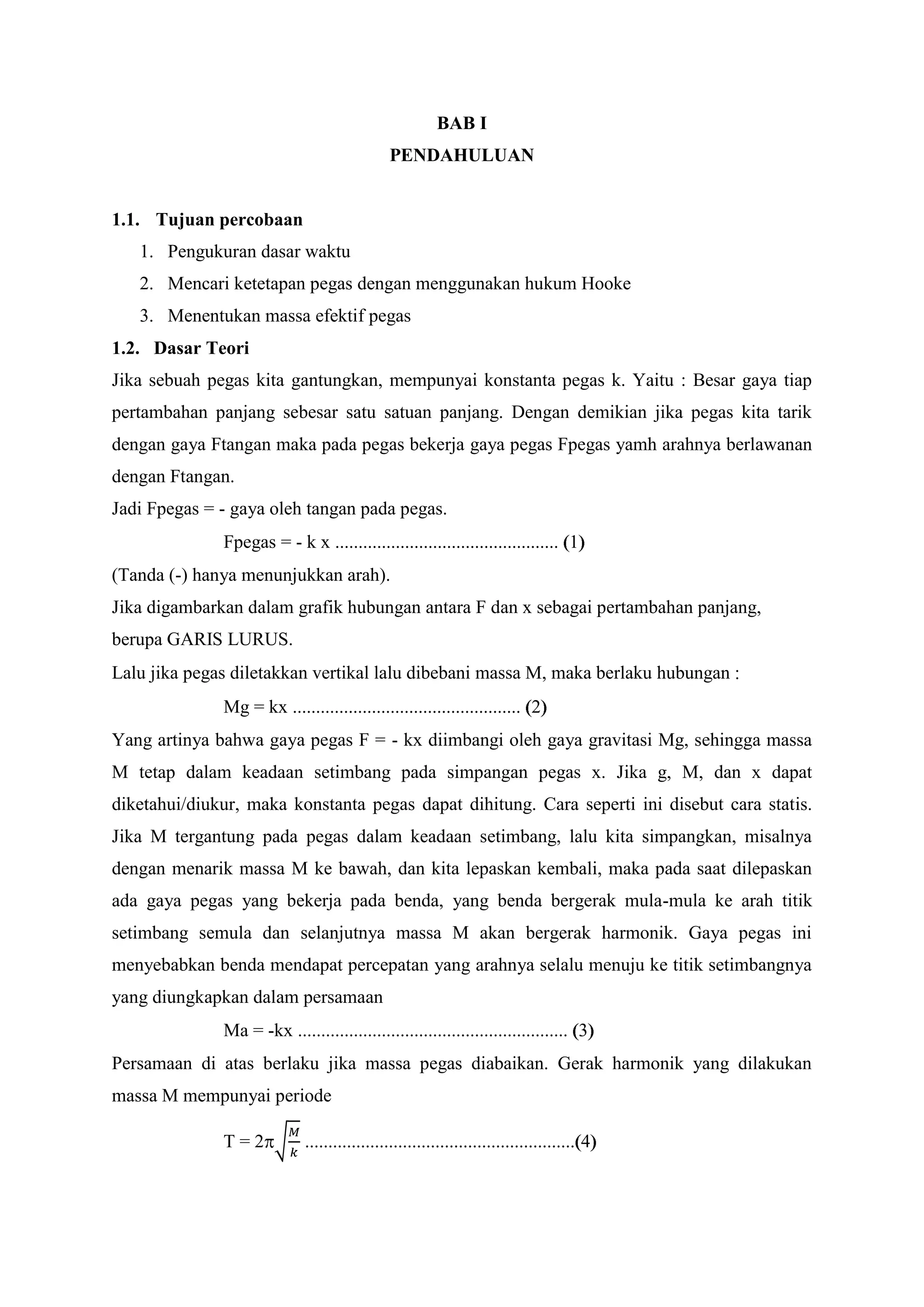 Laporan praktikum fisika dasar tetapan pegas | DOCX