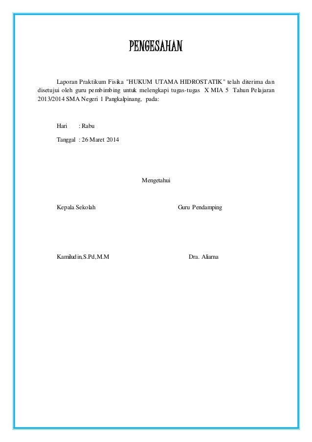 Laporan praktikum fisika hidrostatika