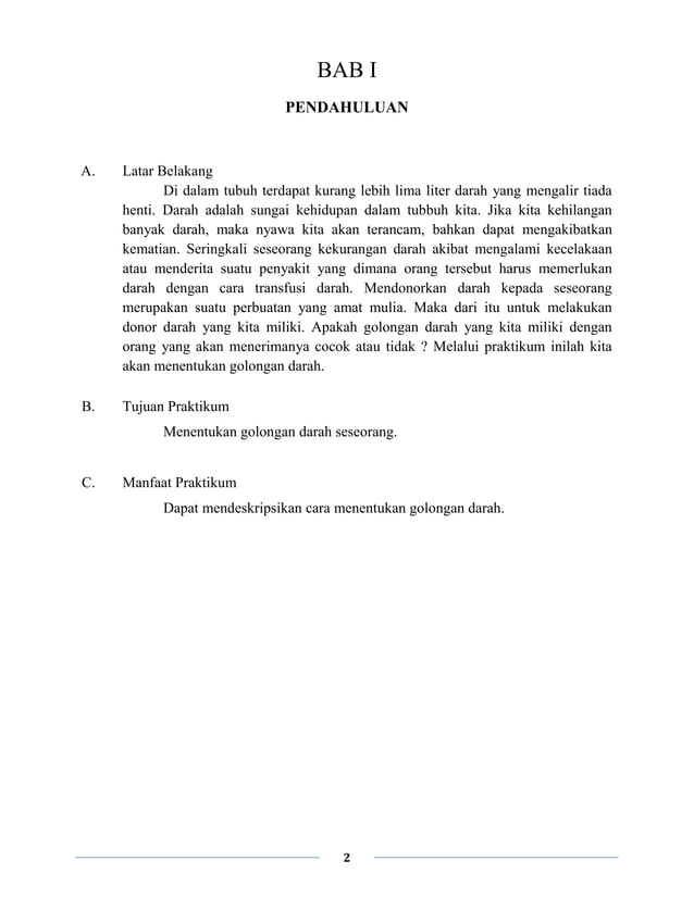 Laporan praktikum golongan darah | PDF