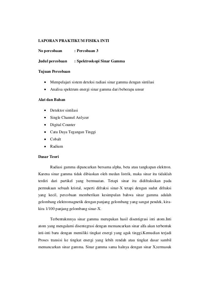 Laporan Praktikum Lanjutan Fisika Inti Spektroskopi Sinar Gamma