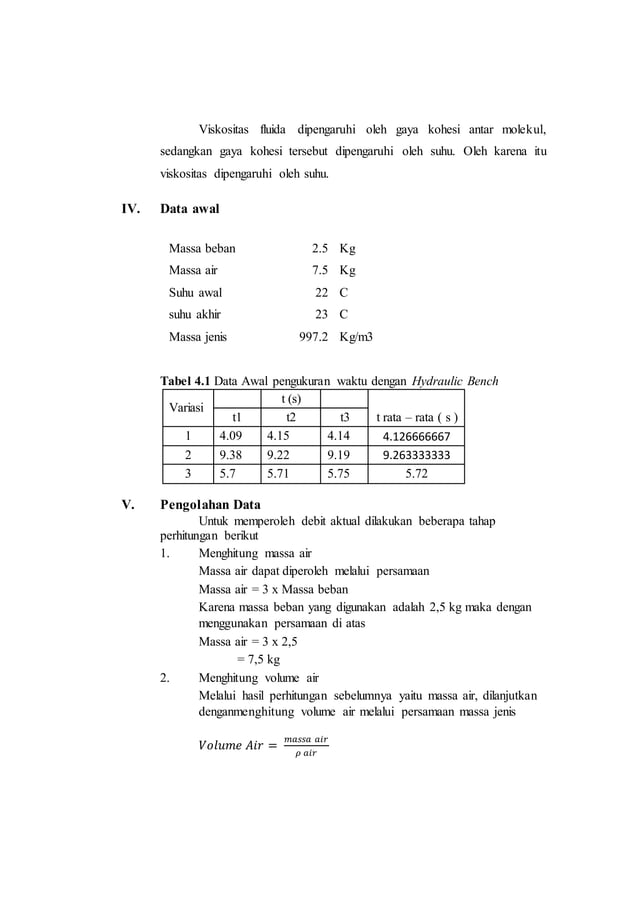 Laporan praktikum mekanika fluida ( hydraulic bench ) itb modul 1 PDF