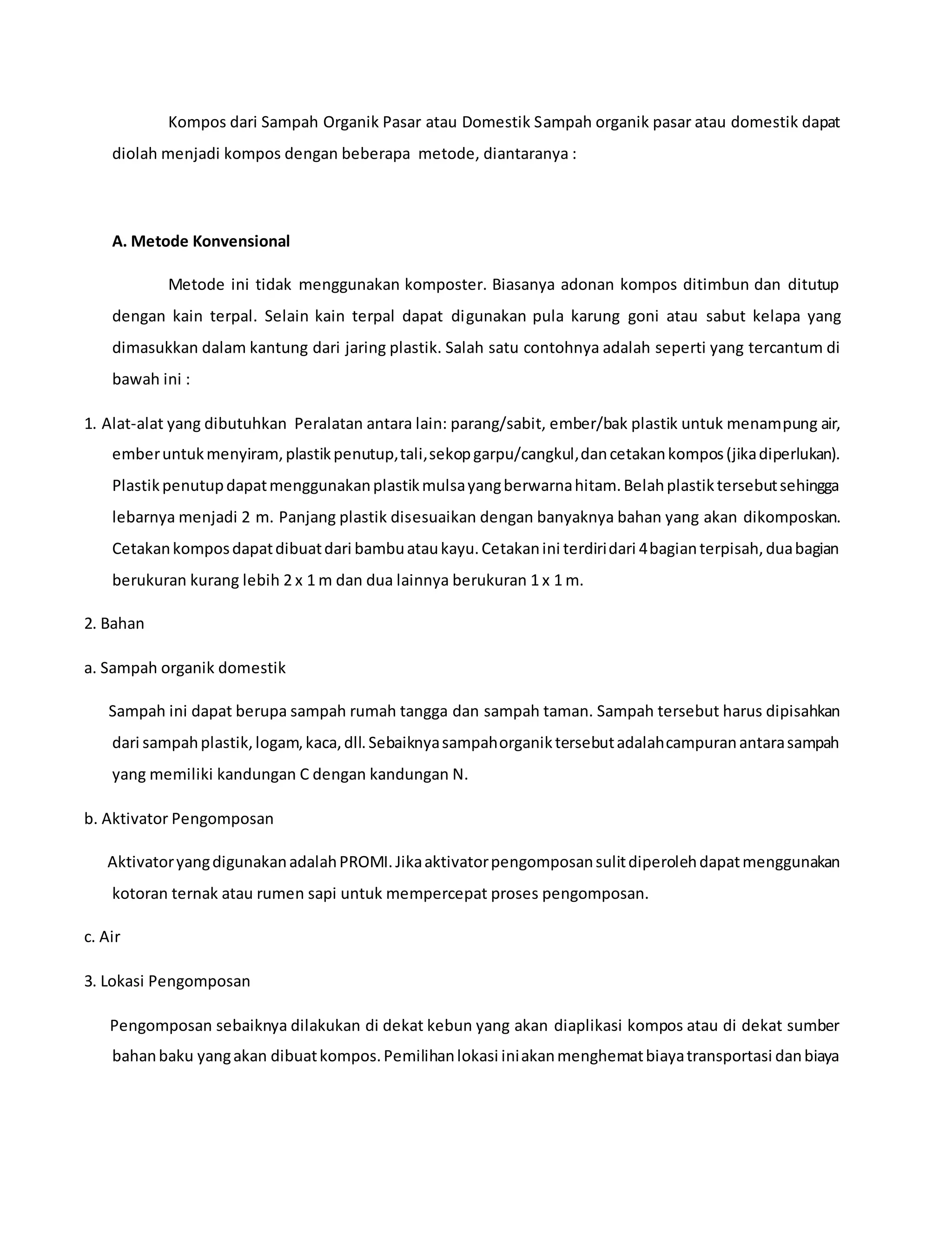 Laporan praktikum pembuatan pupuk kompos organik menggunakan ...