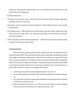 Laporan praktikum pembuatan pupuk kompos organik menggunakan ...