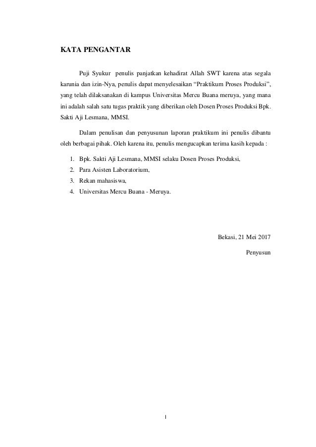 Laporan Praktikum Proses Produksi Teknik Industri Lengkap