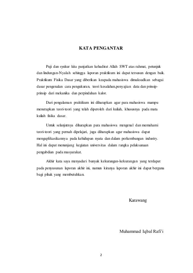 Contoh Kata Pengantar Laporan Praktikum Contoh Soal Dan Materi Pelajaran 1