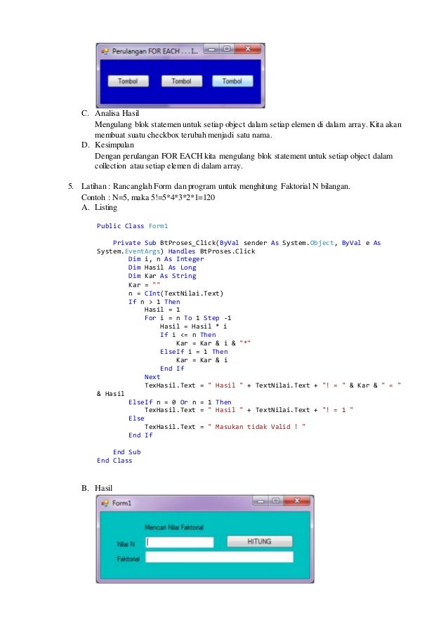 Laporan Pratikum 1 Semester Listing Program Pratikum Visual Basic 2