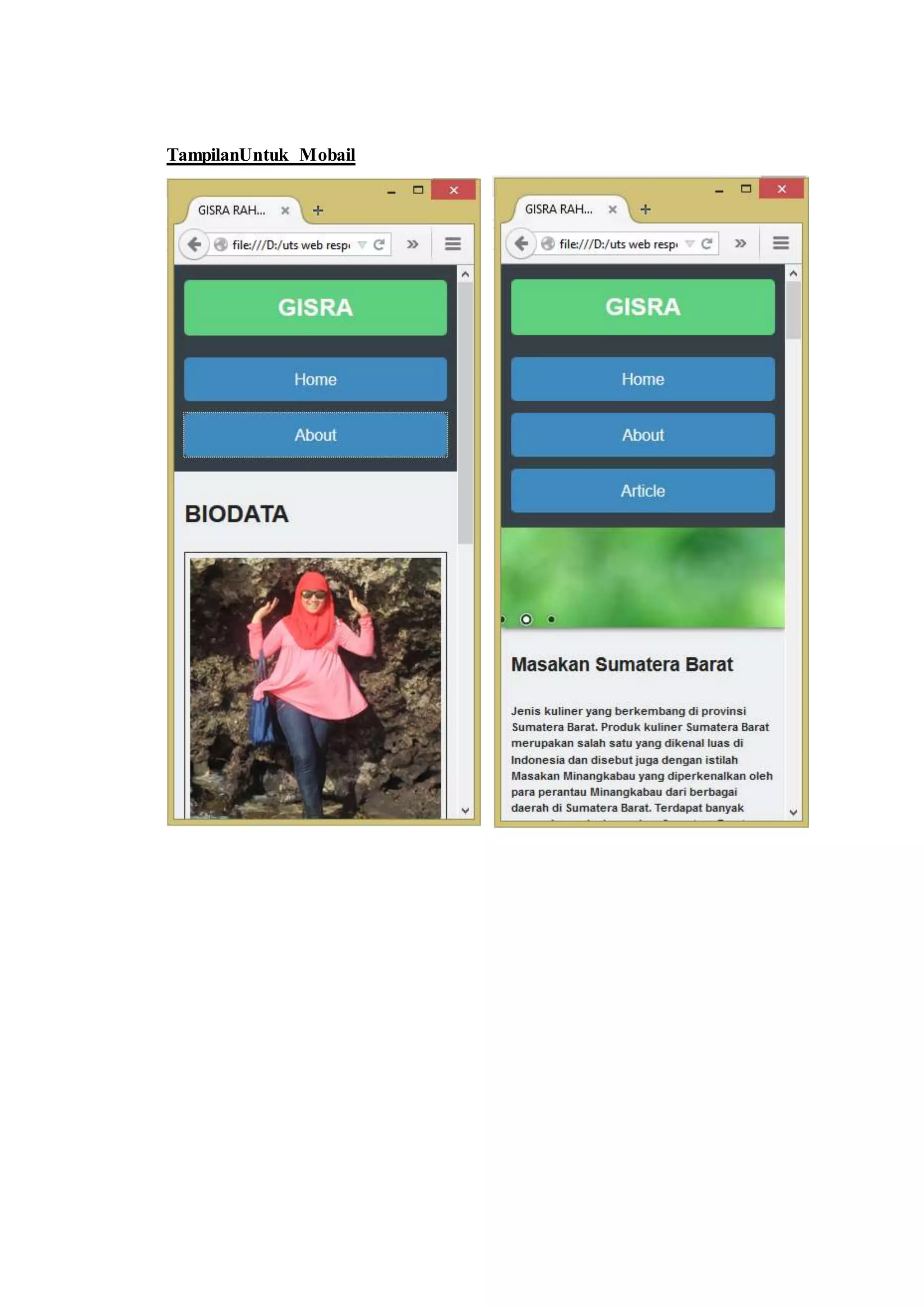 TampilanUntuk Mobail
 