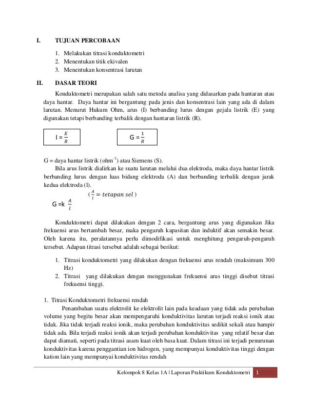 Laporan Pratikum Konduktometri