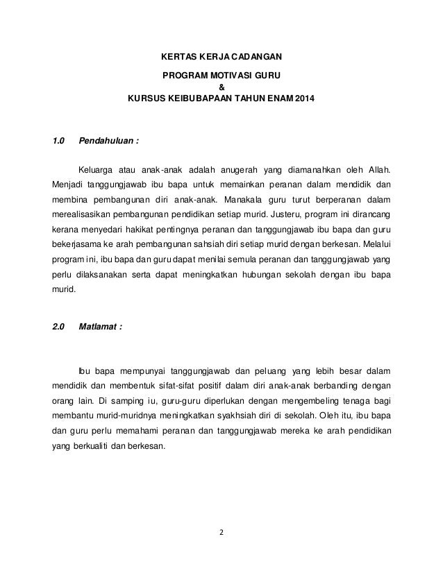 Kertas Cadangan Program Motivasi Upsr