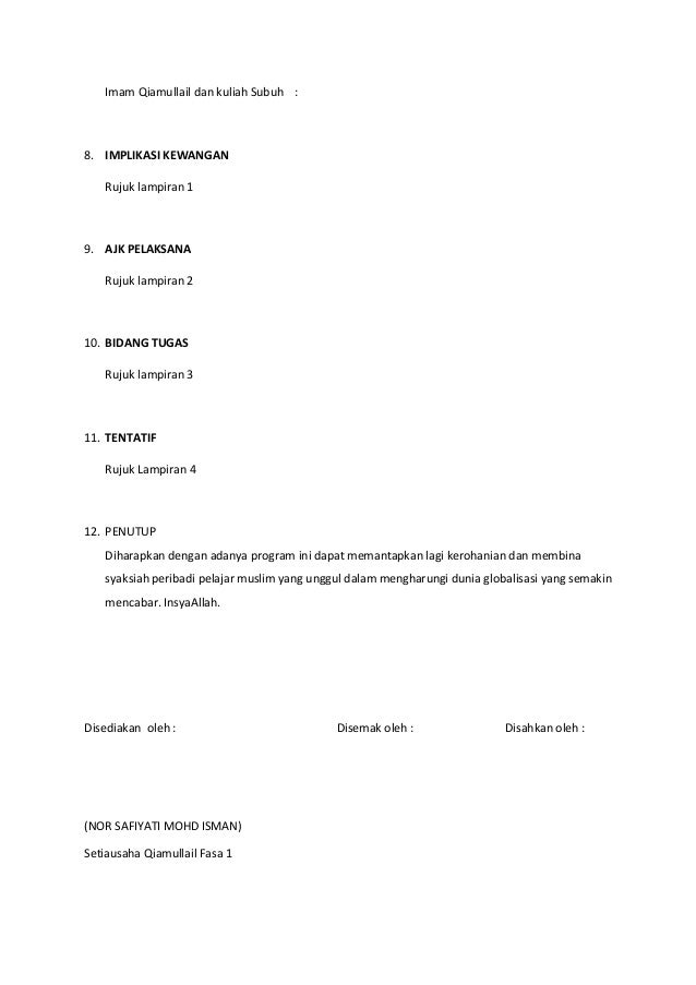 Laporan Program Qiamullail Fasa 1