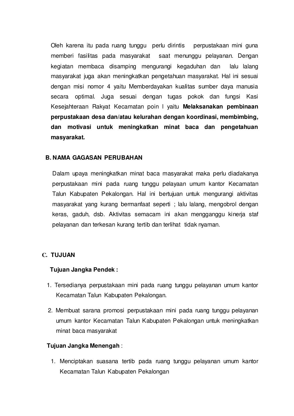 Laporan proyek perubahan dalam word pim iv terbaru