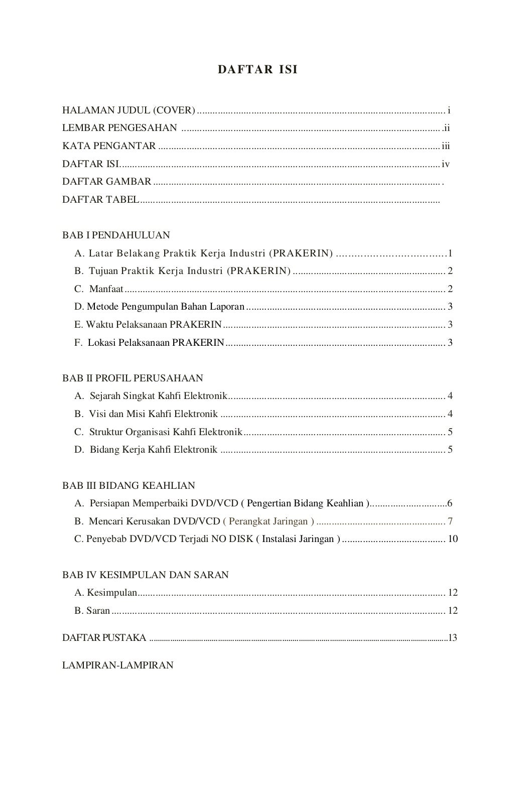Contoh Laporan Prakerin Industri Contoh Laporan Prakerin Industri