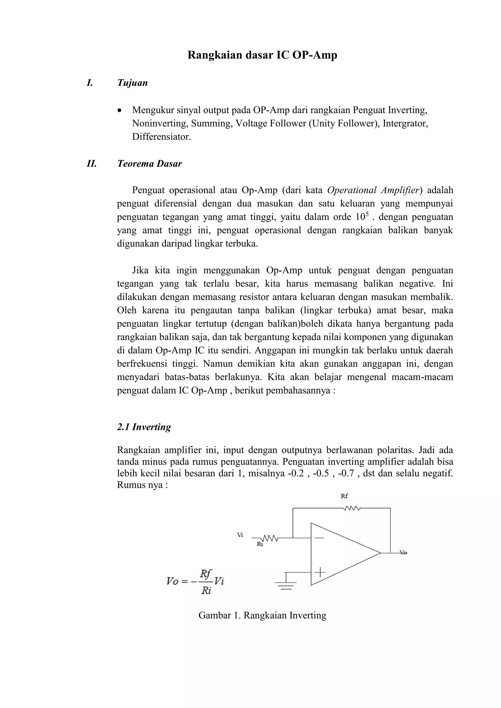 Laporan rangkaian dasar op amp | DOCX