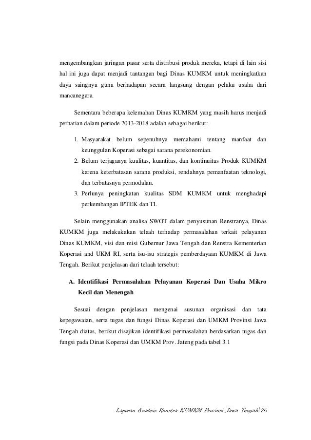 Laporan Renstra Kumkm Provinsi Jawa Tengah