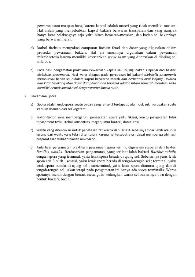 Laporan Resmi Praktikum Mikrobiologi I Pewarnaan Spora Dan Kapsul Pa