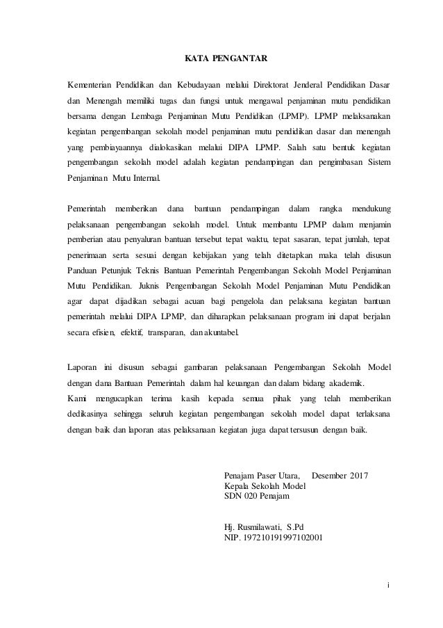 Contoh Laporan Audit Mutu Internal Sekolah