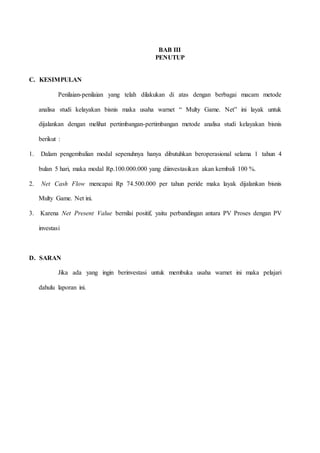 Studi Kelayakan Bisnis Warnet Game Online di Era Digital