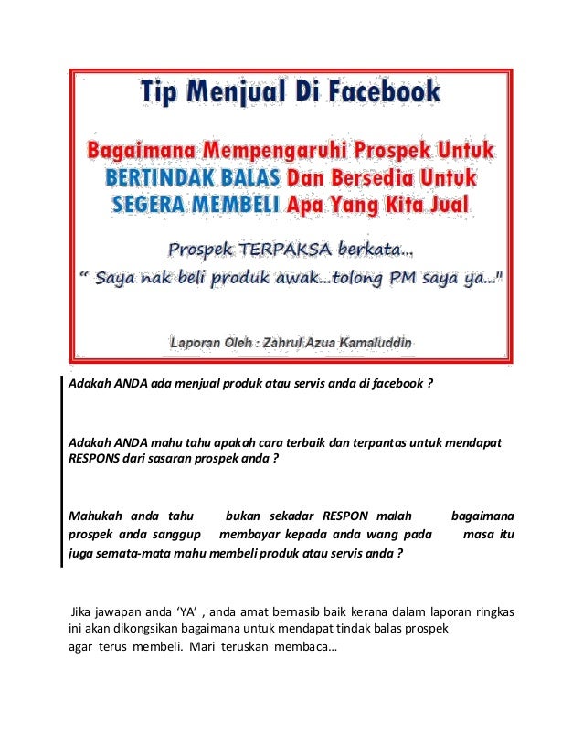 Tips Menjual Di Facebook
