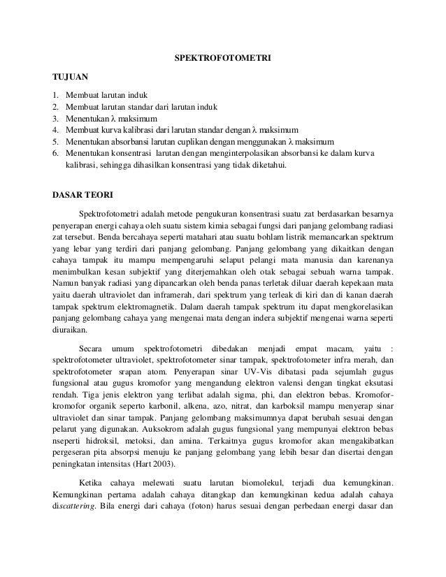 Doc Laporan Praktikum Uv Vis Laporan Praktikum Kimia Analitik Instrumen Penentuan Kadar Fe Ii Dalam Sampel Air Ledeng Menggunakan Spektrofotometer Uv Vis Disusun Untuk Memenuhi Salah Satu Tugas Pada Mata Kuliah Praktikum Kimia