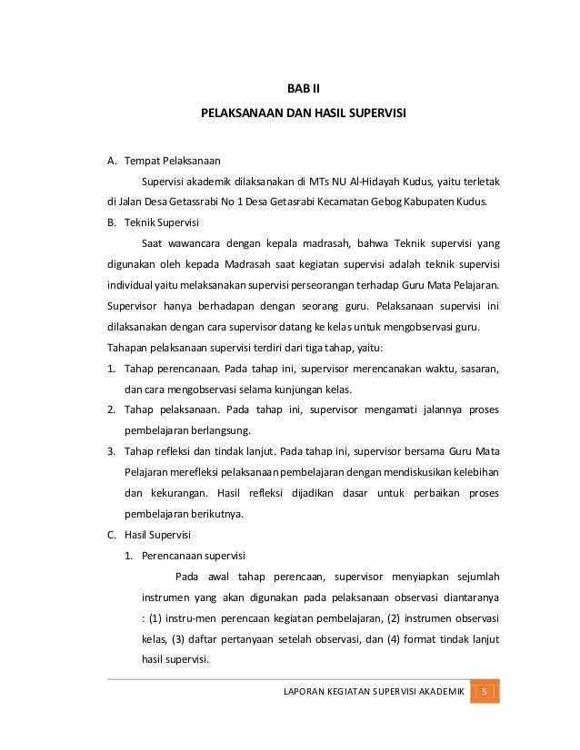 Program dan laporan hasil supervisi Program dan laporan hasil supervisi