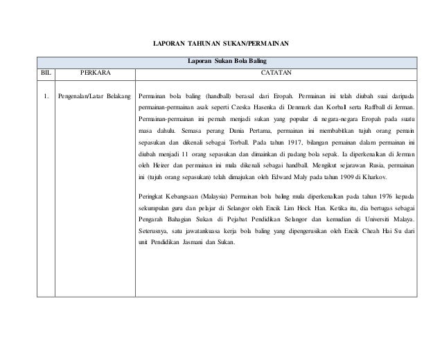 Contoh laporan sukan tahunan - 28 images - contoh karangan 