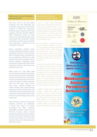 34Laporan Tahunan & Kewangan PMINT 2010
PMINT Financial & Annual Report
Kronologi Pelaksanaan Amalan 5S Di Pmint Sepanjang...