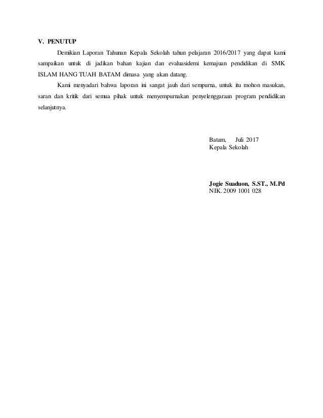 Laporan tahunan kepala sekolah