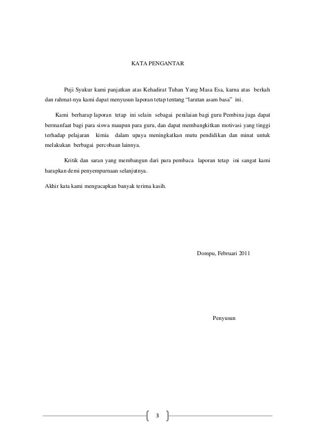 Laporan Tetap Pratikum Kimia Larutan Asam Basa