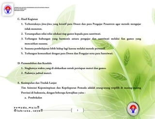 LAPORAN TIM ASISTENSI KEPEMIMPINAN DAN KEPELOPORAN PEMUDA
BULAN SEPTEMBER 2016
MOHAMAD KHAIDIR
p e m u d a , m a j u !!
O l a h r a g a , j a y a !! 3
 