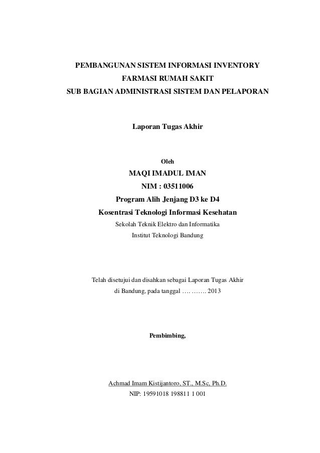 Laporan Tugas Akhir Farmasi Inventory Sub Bagian Administrasi Sistem