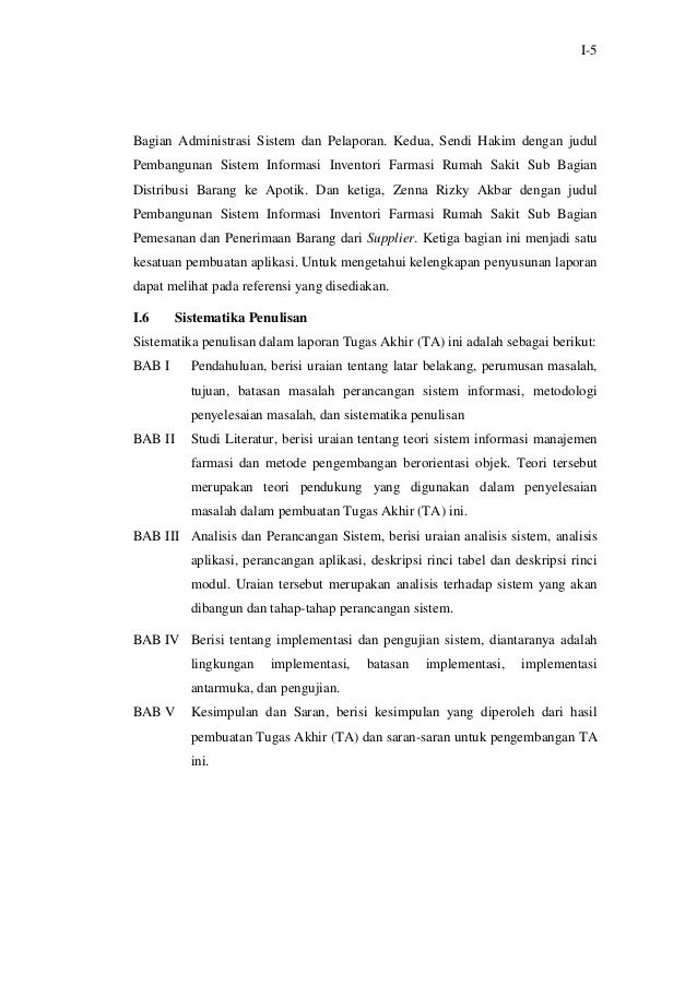 Laporan Tugas Akhir Farmasi Inventory Sub Bagian Administrasi Sistem