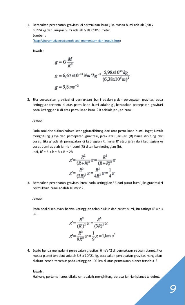 Soal Fisika Gravitasi Kelas Xi Semester 1 Pilihan Ganda - Ruang Siswa