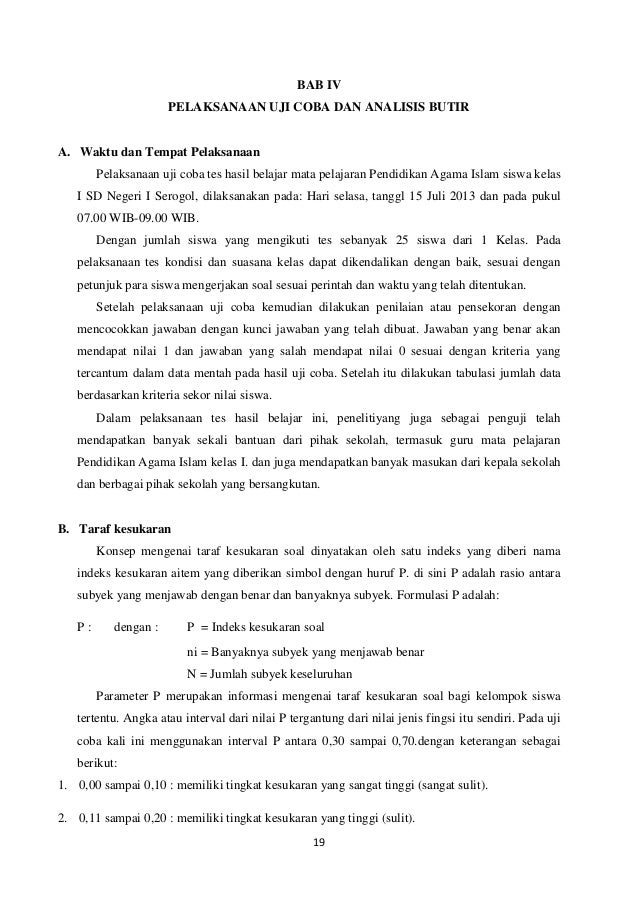 Laporan Uji Coba Tes Hasil Belajar