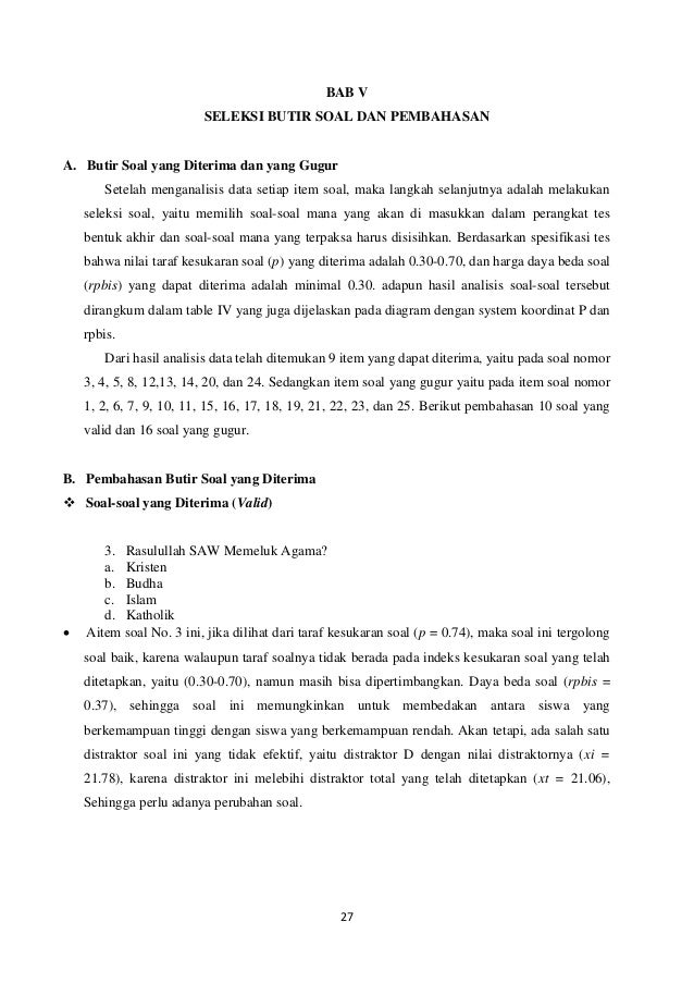 Laporan Uji Coba Tes Hasil Belajar