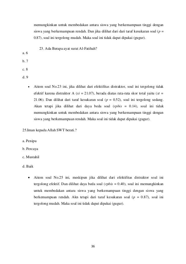 Laporan Uji Coba Tes Hasil Belajar
