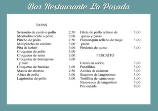 Carta Restaurante La posada