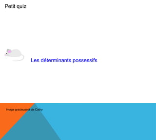 Petit quiz




                 Les déterminants possessifs




Image gracieuseté de Cathy
 