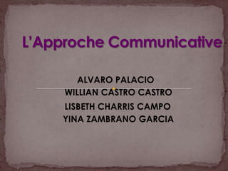 L’Approche Communicative  ALVARO PALACIO WILLIAN CASTRO CASTRO LISBETH CHARRIS CAMPO YINA ZAMBRANO GARCIA 