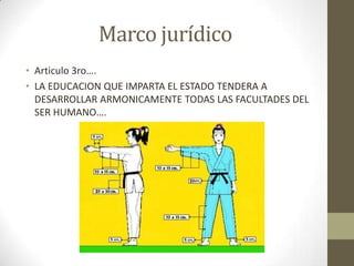 Marco jurídicoArticulo 3ro….LA EDUCACION QUE IMPARTA EL ESTADO TENDERA A DESARROLLAR ARMONICAMENTE TODAS LAS FACULTADES DEL SER HUMANO….