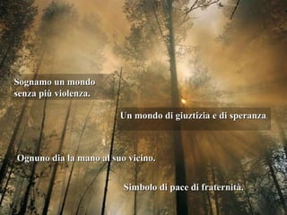 Sognamo un mondo senza più violenza. Un mondo di giuztizia e di speranza . . Ognuno dia la mano al suo vicino. Simbolo di pace di fraternità. 
