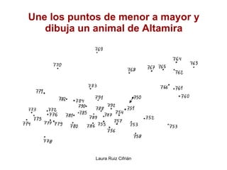 Une los puntos de menor a mayor y dibuja un animal de Altamira 