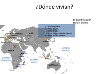 ¿Dónde vivian?
Se distribuían por
todo el planeta