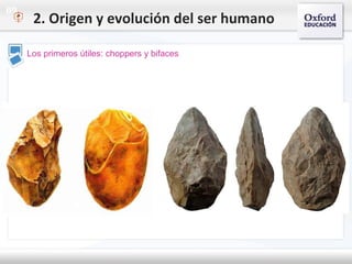 09
Los primeros útiles: choppers y bifaces
2. Origen y evolución del ser humano
 