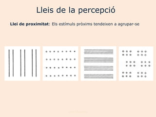 Lleis de la percepció
Llei de proximitat: Els estímuls pròxims tendeixen a agrupar-se




                            Joan Izquierdo
 