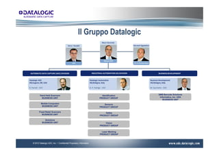 Il Gruppo Datalogic



 AUTOMATIC DATA CAPTURE (ADC) DIVISION                                    INDUSTRIAL AUTOMATION (IA...
