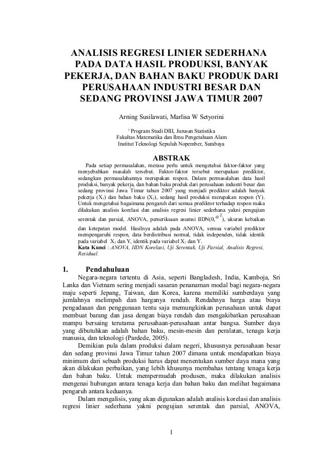 Analisis Regresi Linier Sederhana