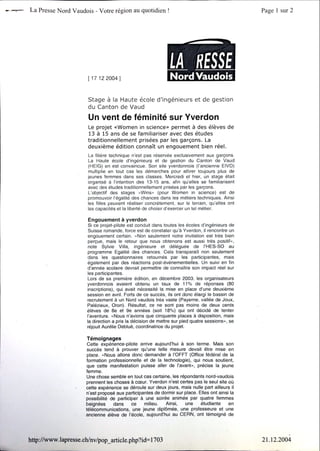 La presse nord vaudois 17 décembre 2004